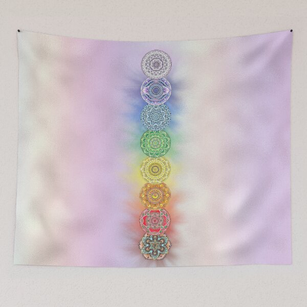 Item preview, Rainbow Chakra Mandalas Vertical Row Healing Reiki designed and sold by mandalasouldesigns.