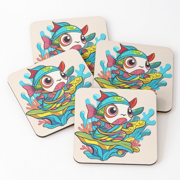 Item preview, Kawaii Ninja Fish on Coral Reef – Bright Underwater Adventure designed and sold by DariaCraft.