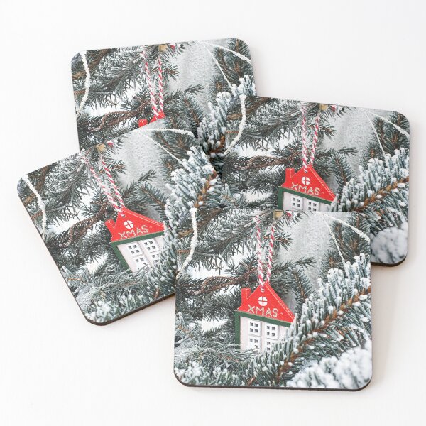 Item preview, Christmas House Ornament on Snowy Pine Branches designed and sold by MINDS-DARK-DOT.