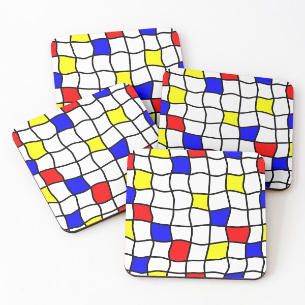 Item preview, Mid-Century Modern Freeform Check Pattern - Red Blue Yellow designed and sold by QuestingPixel.