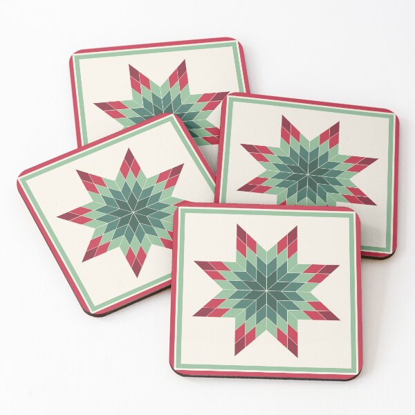 Item preview, Christmas Star Quilt Antique Red Green designed and sold by Sharon Schwalbe.