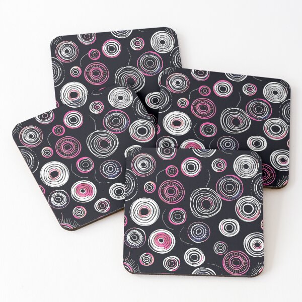 Item preview, Mid-Century Modern Pink And White Circles On Black designed and sold by DEC02.