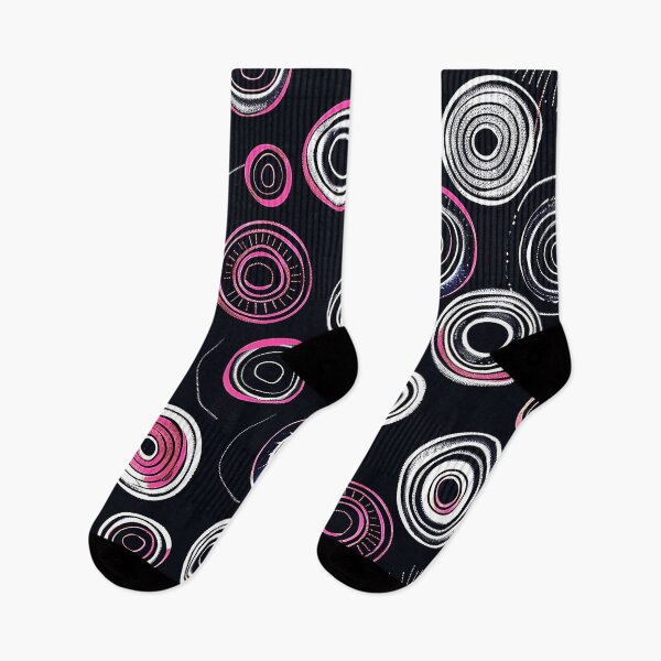 Item preview, Mid-Century Modern Pink And White Circles On Black designed and sold by DEC02.