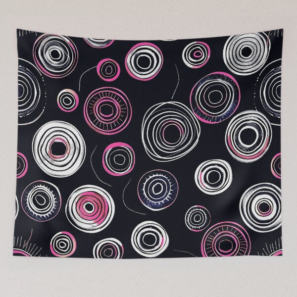 Item preview, Mid-Century Modern Pink And White Circles On Black designed and sold by DEC02.