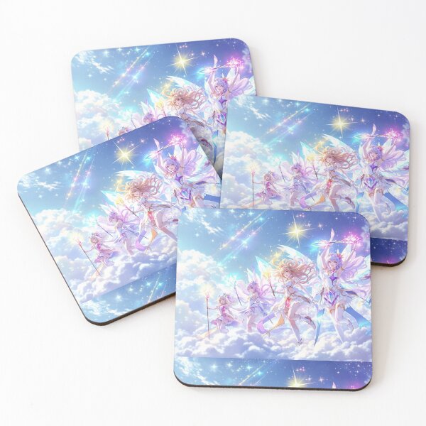 Item preview, Magical Girls with Glowing Crystals in a Dreamy Fantasy Sky designed and sold by NeonMystic.