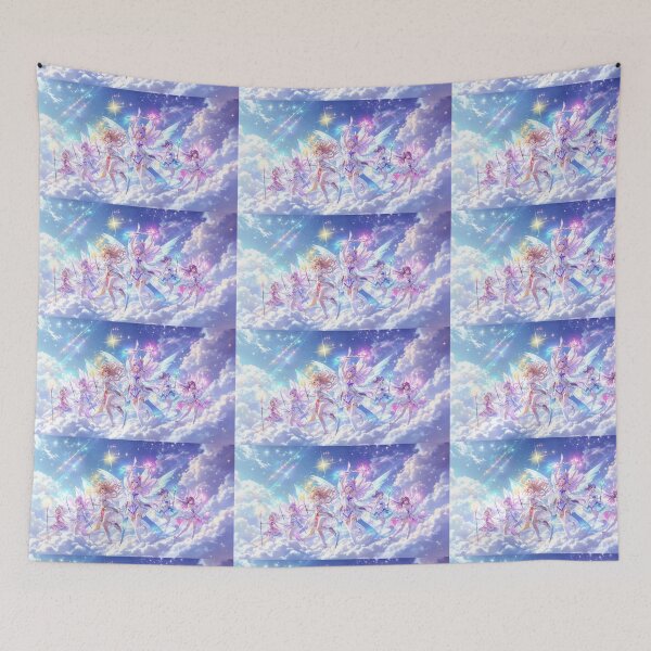 Item preview, Magical Girls with Glowing Crystals in a Dreamy Fantasy Sky designed and sold by NeonMystic.