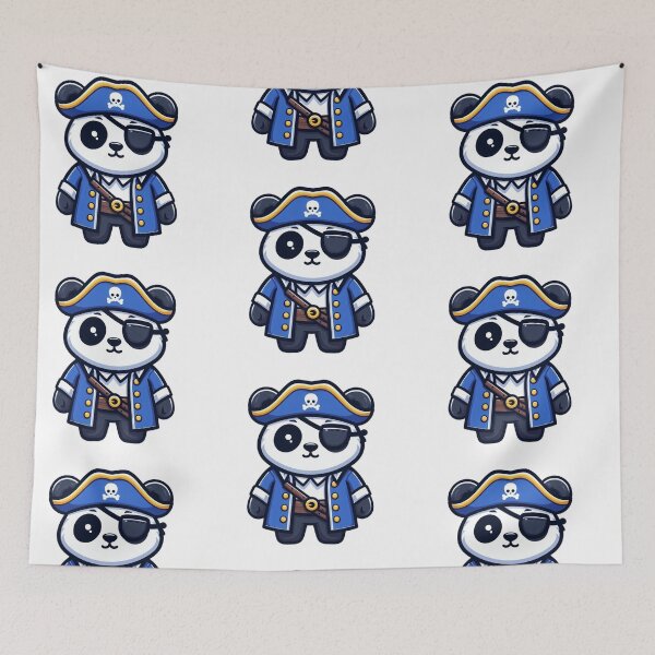 Item preview, Dramatic Cartoon Panda Pirate with Blue Coat and Eyepatch – Bold Cute Art designed and sold by Confuzz1ed.