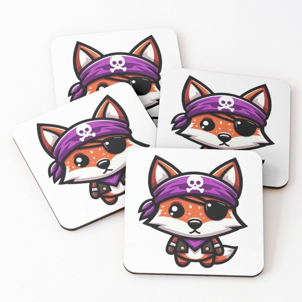 Item preview, Cheeky Cartoon Fox Pirate with Purple Bandana and Eyepatch – Bold Animal Art designed and sold by Confuzz1ed.