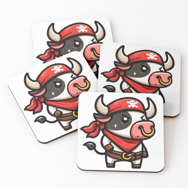 Item preview, Tough Cartoon Bull Pirate with Red Sash and Nose Ring – Bold Animal Art designed and sold by Confuzz1ed.