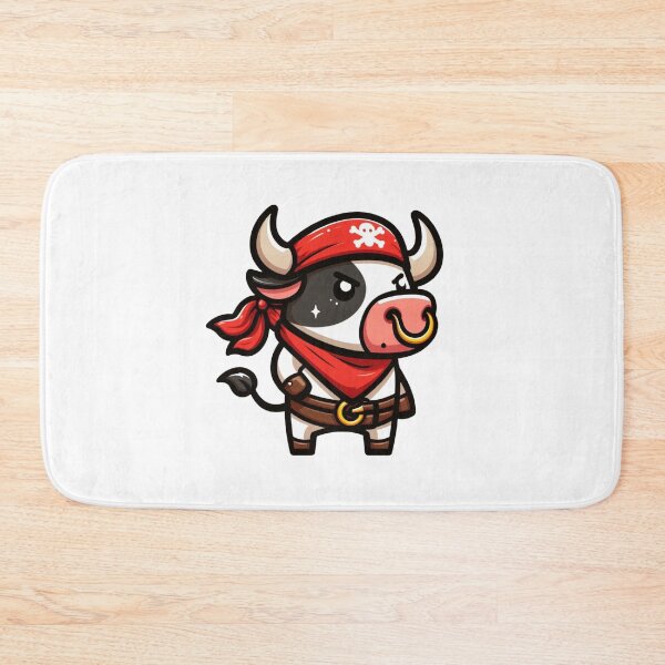 Item preview, Tough Cartoon Bull Pirate with Red Sash and Nose Ring – Bold Animal Art designed and sold by Confuzz1ed.
