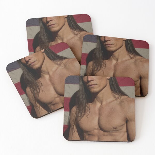 Item preview, Muscular Native American Man and US Flag #3 designed and sold by Atlas Kai.