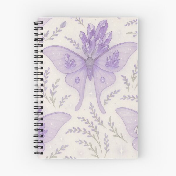 Item preview, Amethyst Crystal Moth Pattern – Lavender Botanical Fantasy Design designed and sold by Zee's Whimsical Wonders.