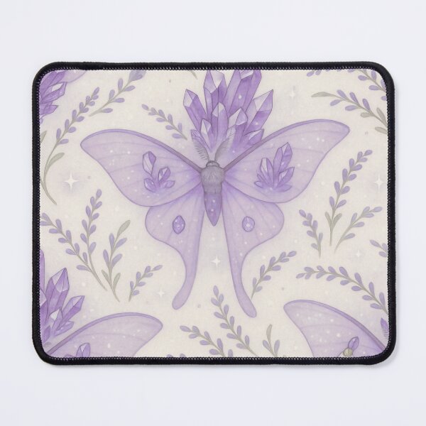 Item preview, Amethyst Crystal Moth Pattern – Lavender Botanical Fantasy Design designed and sold by Zee's Whimsical Wonders.