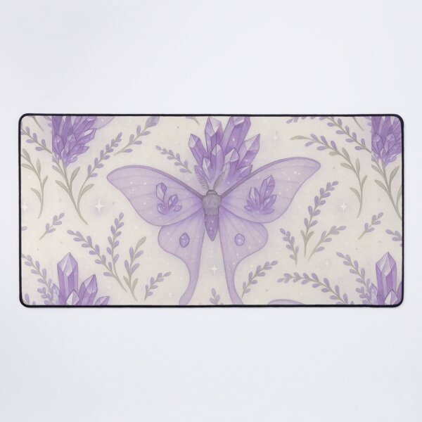 Item preview, Amethyst Crystal Moth Pattern – Lavender Botanical Fantasy Design designed and sold by Zee's Whimsical Wonders.