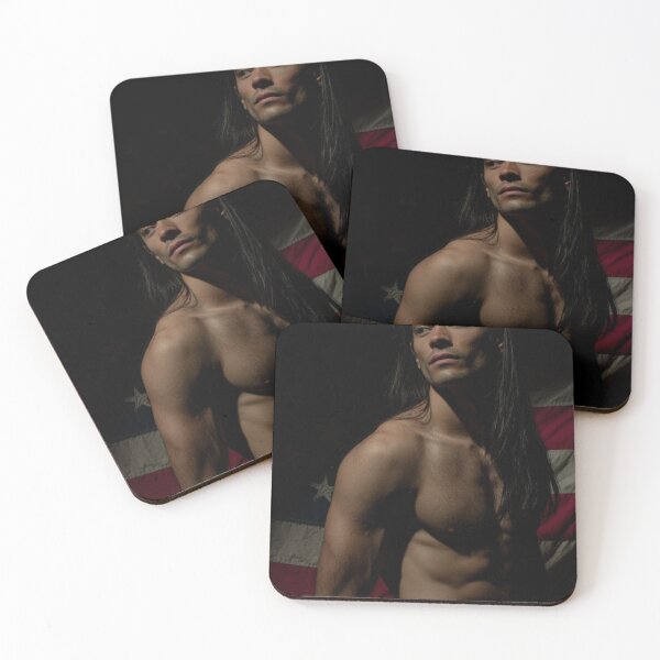 Item preview, Muscular Native American Man and US Flag #7 designed and sold by Atlas Kai.