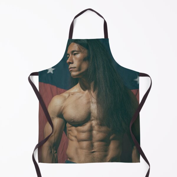 Item preview, Muscular Native American Man and US Flag #8 designed and sold by Atlas Kai.