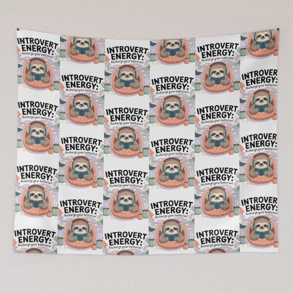 Item preview, Introvert Energy Sloth Design – Cozy Reading, Coffee & Self-Care Vibes for Book Lovers designed and sold by GemBob Creations.