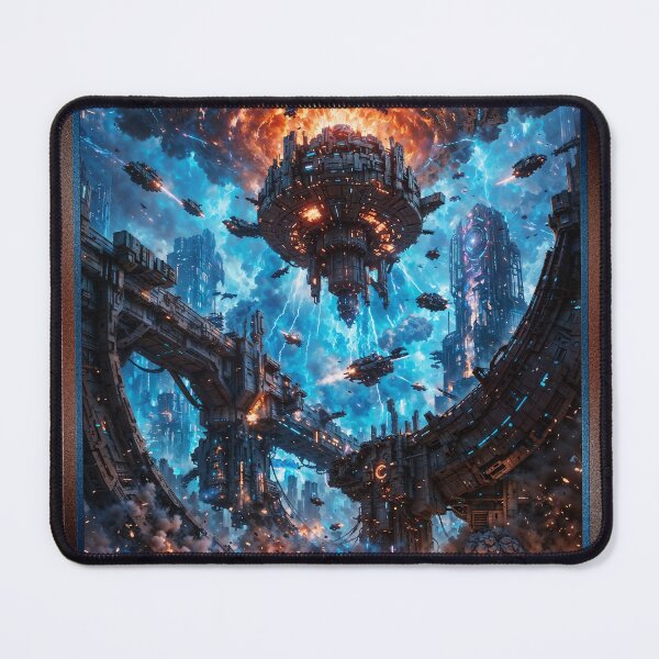 Item preview, Epic Sci-Fi Abstract Battle Scene Of A Futuristic City Under Siege Astonishing AI Concept Art by Xzendor7 designed and sold by Xzendor7 Digital Art Creations.