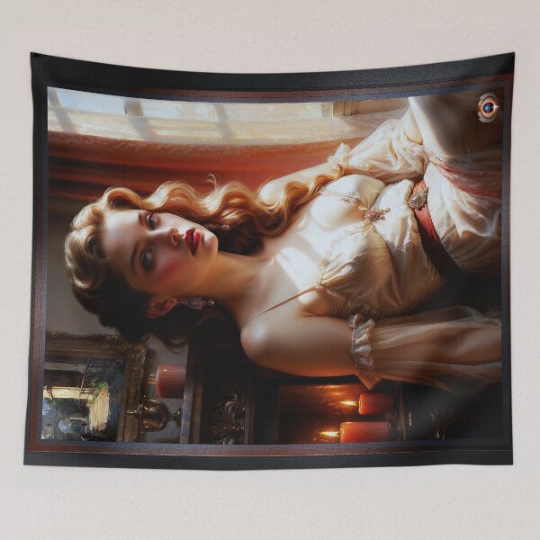 Item preview, Elegant Victorian Woman By Candlelight At Sunset Captivating AI Concept Art by Xzendor7 designed and sold by Xzendor7 Digital Art Creations.