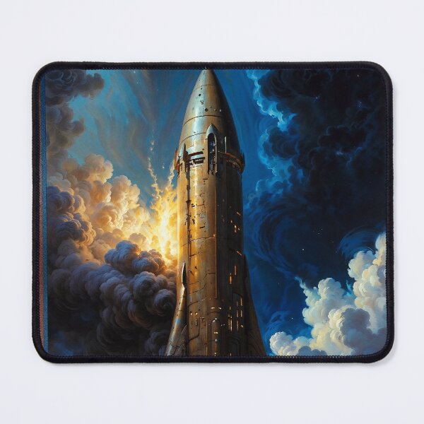 Item preview, Spectacular Retro-Futuristic Rocket Amidst Billow Clouds Astounding AI Concept Art by Xzendor7 designed and sold by Xzendor7 Digital Art Creations.