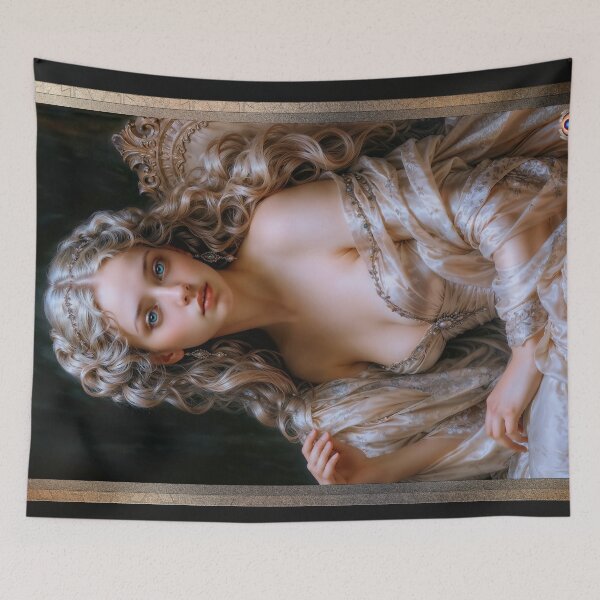 Item preview, A Graceful Elegant Baroque Lady In A Luxurious Silk Gown Stunning AI Concept Art by Xzendor7 designed and sold by Xzendor7 Digital Art Creations.
