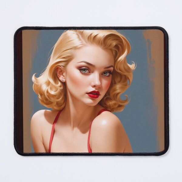 Item preview, Red Is My Favorite Gorgeous Pinup Girl Portrait AI Concept Art by Xzendor7 designed and sold by Xzendor7 Digital Art Creations.
