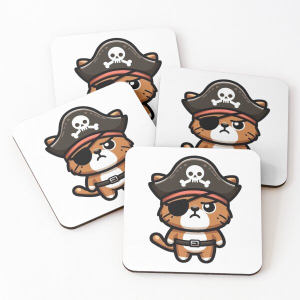 Item preview, Grumpy Cartoon Cat Pirate with Hat and Eyepatch – Bold Funny Animal Art designed and sold by Confuzz1ed.
