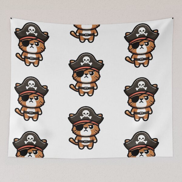 Item preview, Grumpy Cartoon Cat Pirate with Hat and Eyepatch – Bold Funny Animal Art designed and sold by Confuzz1ed.