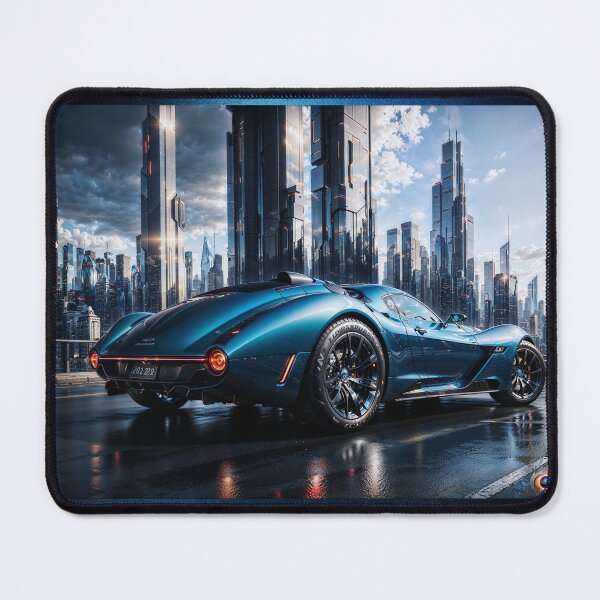 Item preview, Futuristic Sports Coupe In A Sci-Fi Cityscape Engrossing AI Concept Art by Xzendor7 designed and sold by Xzendor7 Digital Art Creations.