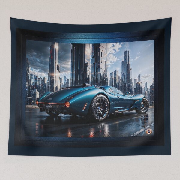 Item preview, Futuristic Sports Coupe In A Sci-Fi Cityscape Engrossing AI Concept Art by Xzendor7 designed and sold by Xzendor7 Digital Art Creations.