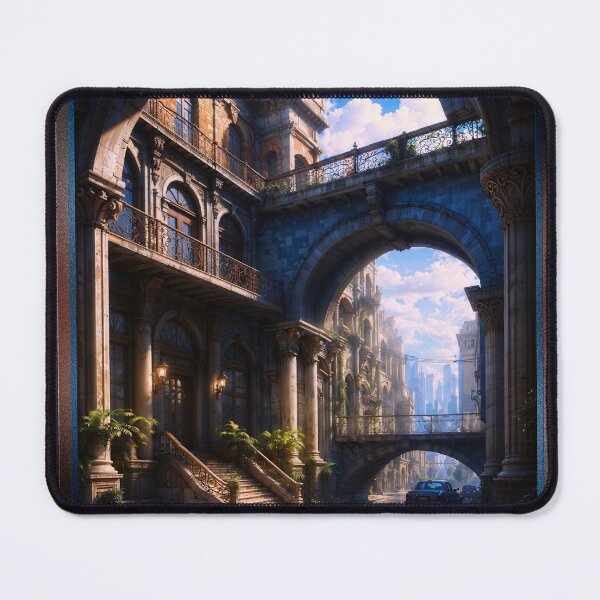 Item preview, The Enchanting Architectural Historic Worely Hotel Against Modern Cityscape Backdrop AI Concept Art by Xzendor7 designed and sold by Xzendor7 Digital Art Creations.