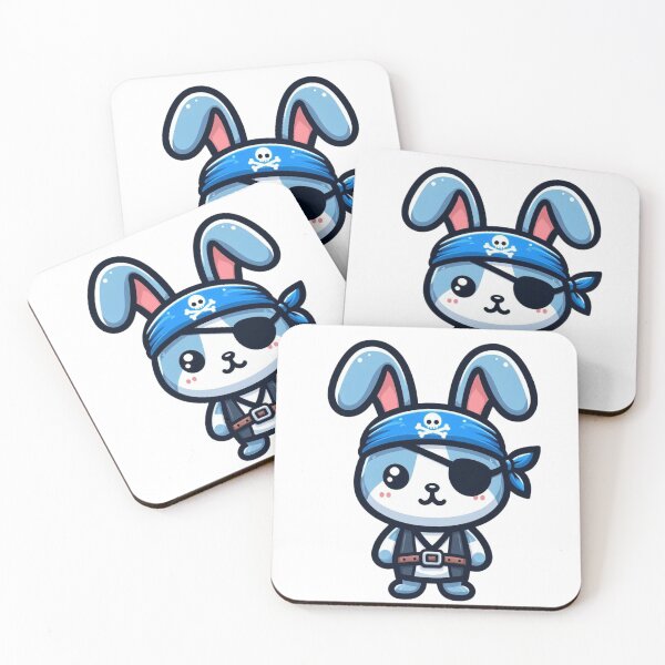 Item preview, Playful Cartoon Bunny Pirate with Blue Bandana and Eyepatch – Bold Animal Art designed and sold by Confuzz1ed.