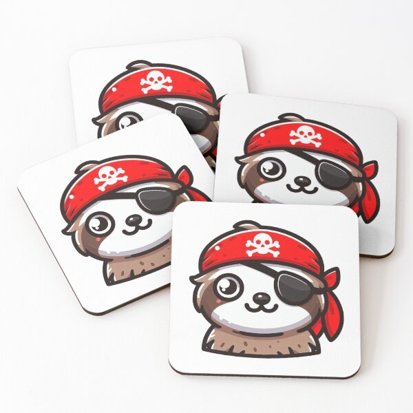 Item preview, Funny Cartoon Sloth Pirate with Red Bandana and Eyepatch – Bold Animal Art designed and sold by Confuzz1ed.
