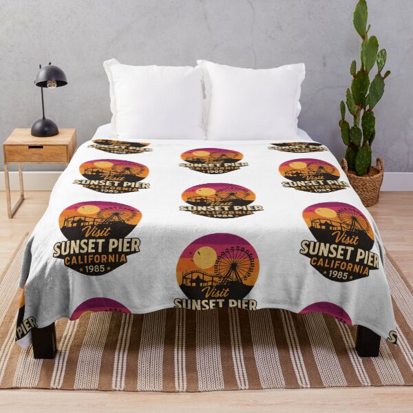 Item preview, Sunset Pier California 1985 Vintage Poster designed and sold by Ahau Designs.