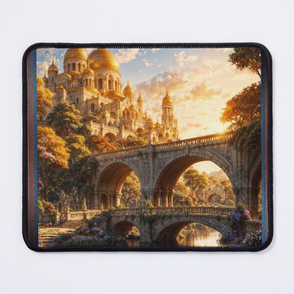 Item preview, The Golden Temple Along The Belovus River Astounding AI Concept Art by Xzendor7 designed and sold by Xzendor7 Digital Art Creations.