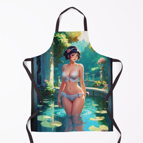 Item preview, An Anime Woman Standing Gracefully In A Serene Garden Pond Alluring AI Concept Art by Xzendor7 designed and sold by Xzendor7 Digital Art Creations.