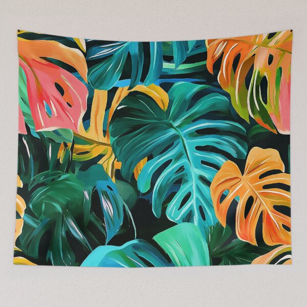 Item preview, Colorful Caribbean Tropical Monstera Palm Leaves Breathtaking Art' designed and sold by DEC02.