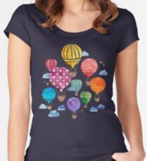 Camiseta entallada de cuello redondo Noche de globo de aire caliente