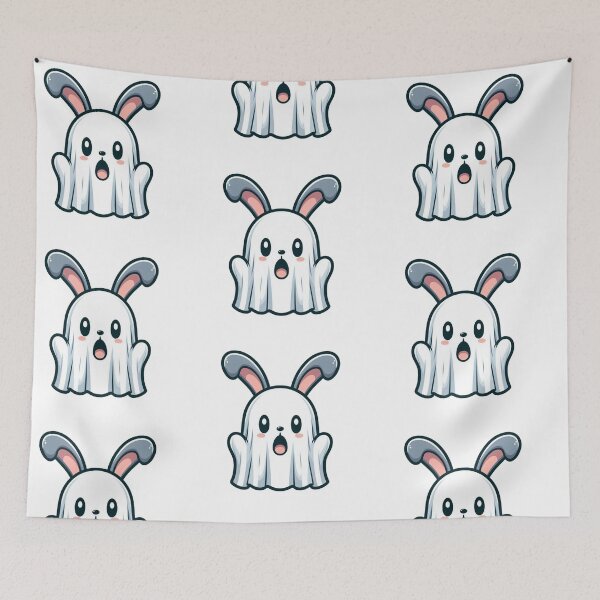 Item preview, Goofy Cartoon Bunny Ghost Wearing Sheet – Funny Spooky Animal Art designed and sold by Confuzz1ed.
