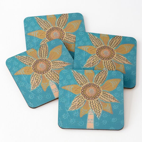 Item preview, Ruths Turquoise-Gold Sunflower designed and sold by ruthinman.