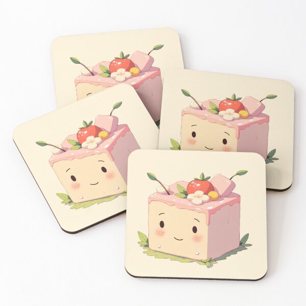 Item preview, Kawaii Marshmallow Cube – Cute Dessert Illustration with Fruit Topping designed and sold by DesertOptimist.