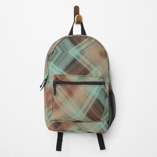 Item preview, kaleidoscope plaid, abstract pattern in brown and turquoise designed and sold by Angela Dow.