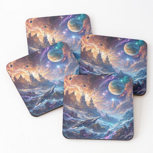 Item preview, Space Anime Adventure: Mythical Planets and Futuristic Spaceships designed and sold by NeonMystic.