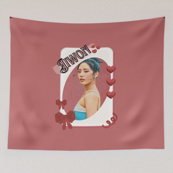 Item preview, Fromis_9 Jiwon Kpop Girl Group Card Red Aesthetic Collage Design designed and sold by AJUNICE STUDIO.
