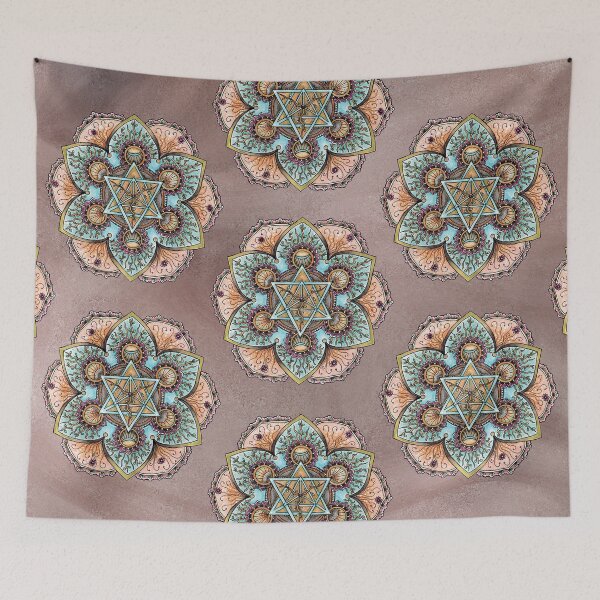 Item preview, Vasundhara Earth Star Chakra Earthy Blue Brown Mandala Art   designed and sold by mandalasouldesigns.