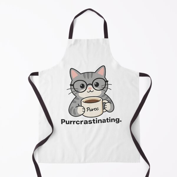 Item preview, Funny Gray Tabby Cat “Purrcrastinating” – Cute Coffee Cat Design designed and sold by Uglyandcute.