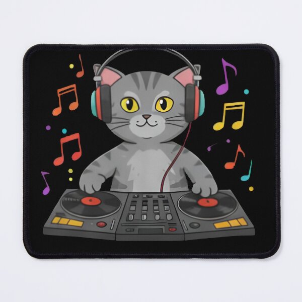 Item preview, Cool Gray Tabby Cat DJ  – Funny Music Lover Cat Design designed and sold by Uglyandcute.