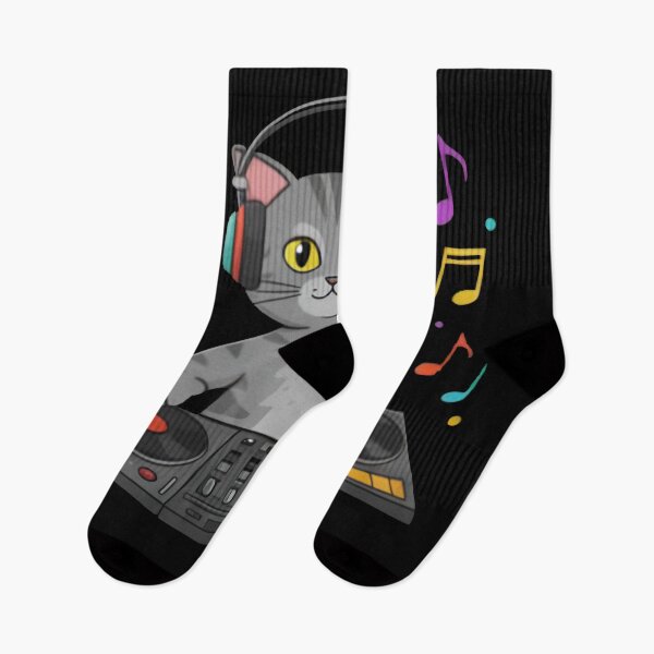Item preview, Cool Gray Tabby Cat DJ  – Funny Music Lover Cat Design designed and sold by Uglyandcute.