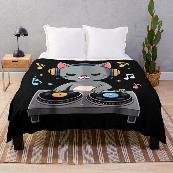 Item preview, Cool Gray Tabby Cat DJ – Funny Music Lover Cat Design designed and sold by Uglyandcute.