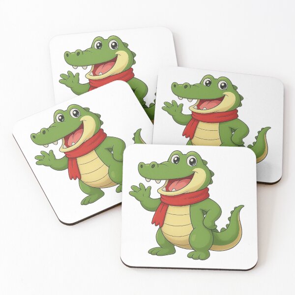 Item preview, Cute Green Crocodile with Red Scarf Cartoon Illustration designed and sold by E-SarnEdge.
